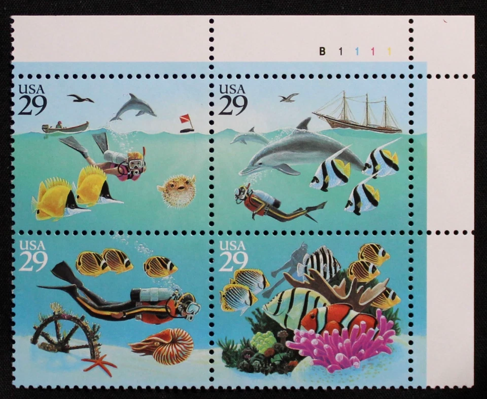 US Stamps Plate Blocks #2863-66 ~ 1994 29c Wonders of the Sea MNH RL46 - Image 1 of 1