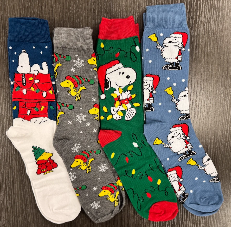 Brand New - One Size Fits Most - Snoopy - Christmas - 4 Pair Crew Socks - Image 1 of 1
