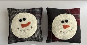 2 Patchwork Flanell Baumwolle Schneemann Applikation Kissen Schüssel Korb Füller Rustikal 7" - Bild 1 von 13
