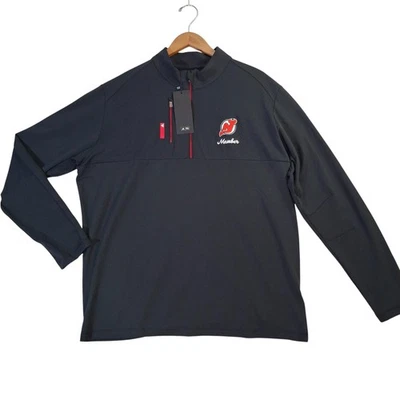 Pullover New Jersey Devils Cuarto Cremallera Para Hombres XL Negro NHL Hockey Adidas Climalite Foto 1 de 4