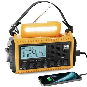 Emergency Radio, 5000mAh/18500mWh Weather Radio, Solar Hand Crank Radio with ... - Picture 1 of 7