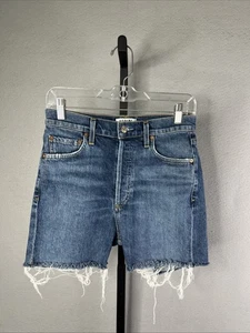 Pantalones Cortos Agolde Jesn Para Mujer 27 Azul Tiro Alto Elastizados Dobladillo Crudo Denim - Imagen 1 de 8