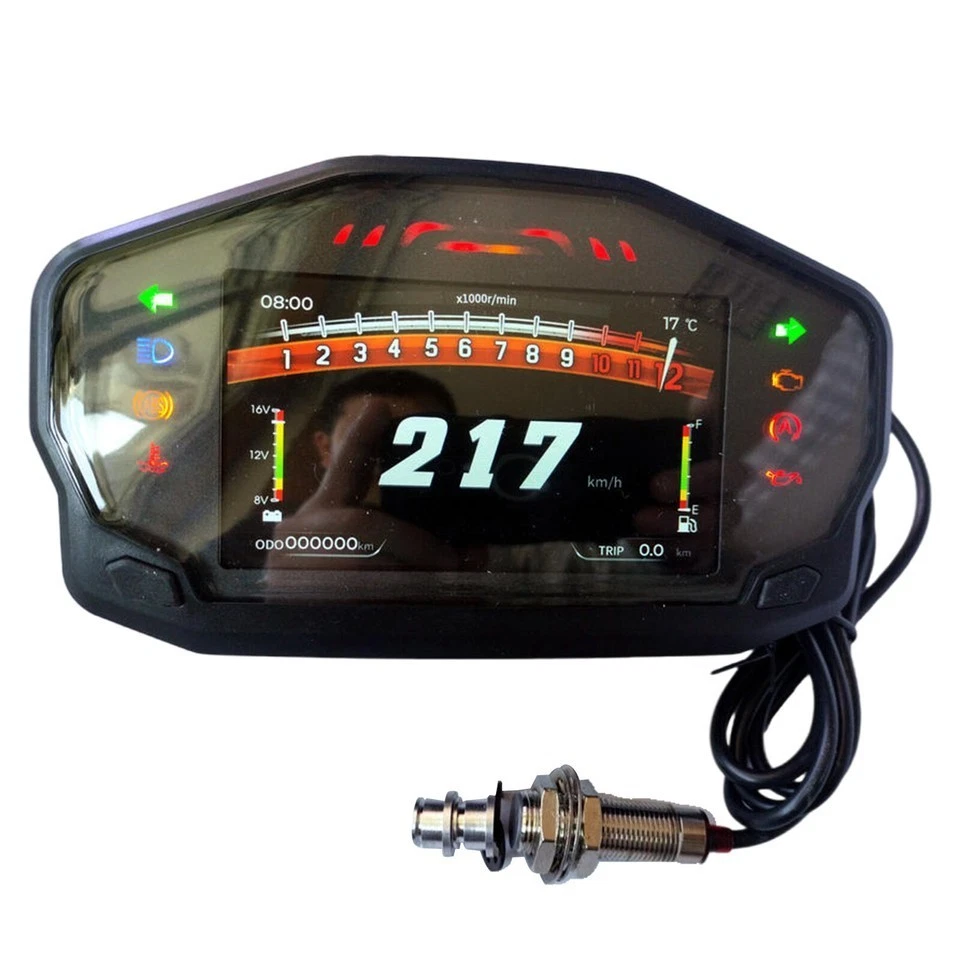 Motorcycle Universal LCD Digital Backlight Tachometer Gauge Odometer Speedometer - Image 1 of 4
