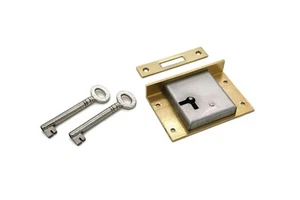 Half Mortise Lock Chest Trunk Large Box Lock Brass Cabinet Lock 2 Keys DTP-1" - Picture 1 of 4