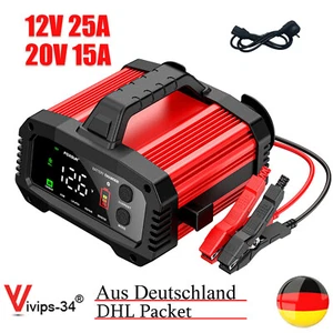 Batterie Ladegerät 12V-25A 24V-15A Auto Lithium LiFePO4 AGM GEL SLA Reparatur - Bild 1 von 12