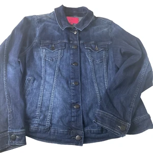 Torrid x Betsey Johnson Denim Trucker Jacket Dark Wash Skull Jean Jacket Size 3X - Picture 1 of 10
