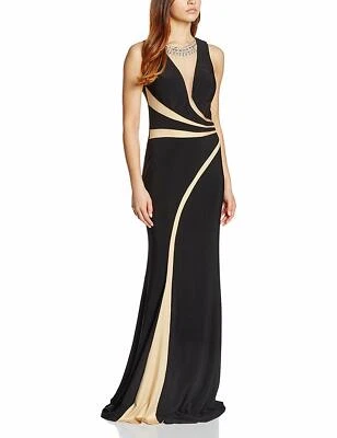 BNWT Womens Forever Unique Sephora Mesh Maxi Dress Embellished Black 12 RRP £329 — 第 1/2 张图片