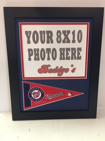 Washington Nationals Picture Frame W/ Pennant. Displays 8x10 Horizontal Photo Cover