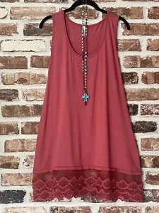 Plus Size Boho Marsala Lace Layering Tunic Tank Top Extender Slip 1X 2X 3x - Picture 1 of 2