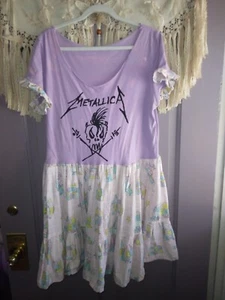 Damen Babydoll Upcycling Grunge Rock Metallica Kleid - Bild 1 von 5