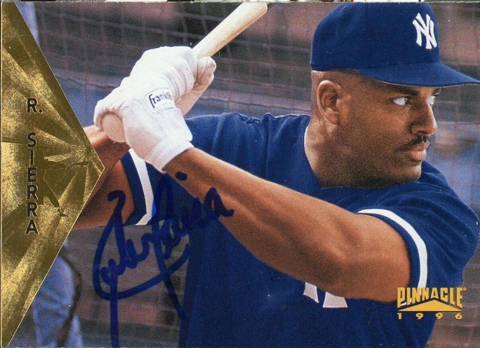 1996 Pinnacle RUBEN SIERRA Signed Card autograph AUTO YANKEES world series a's - Image 1 of 1