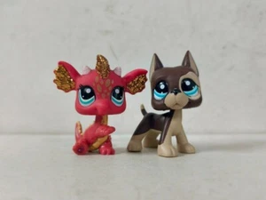 2pcs/lot Littlest Pet Shop Figure LPS Red Dragon Brown Dog #2484#817 Kid Toy - Picture 1 of 6