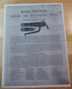 Herramienta de Recarga Winchester Modelo 1894 - Instrucciones - (Color Gris Claro) - Imagen 1 de 2