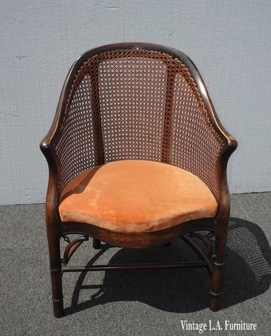 Vintage French Louis XV Style Cane Club Chair Cover
