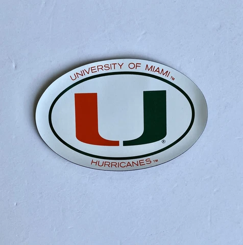 University Of Miami Hurricanes Die Cut Refrigerator Magnet 6" x 4" Oval Cover