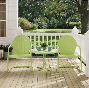 NEW 3 PC Key Lime Patio Set Metal Retro 50s Style Outdoor Lawn Porch Furniture - Picture 1 of 8