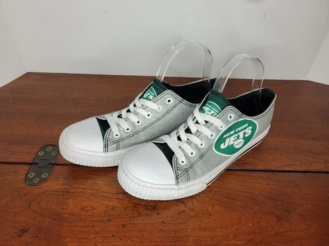 FOCO Womens NFL New York Jets Logo Glitter Low Top Canvas Sneakers Shoes Cover