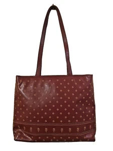 Adrienne Vittadini Embroidered Leather Shoulder Purse Bag Maroon/Floral Contrast - Picture 1 of 17
