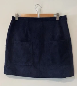 MinkPink Skirt Womens Large Navy Blue Zipper Snap Pockets Comfy Flowy A-Line - Picture 1 of 11