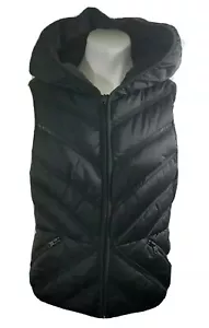 Soulcycle Womens Puffer Mesh Down Vest jacket hooded Black Size Large New - Picture 1 of 12