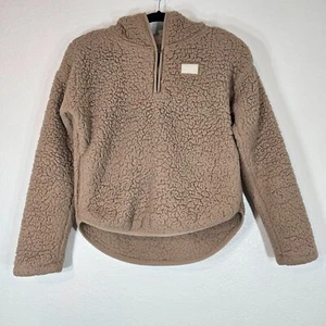 Abercrombie & Fitch Girls Size 11-12 Hoodie Sweatshirt Teddy Fleece Brown Zip - Picture 1 of 13