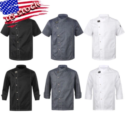 Chef Coat Unisex Women Men Coat Cook Jacket Restaurant Workwear Uniform - Image 1 of 4