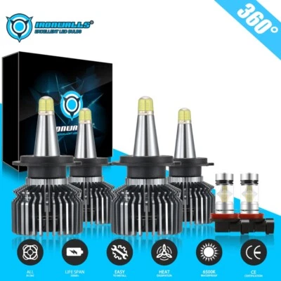 8-sides LED Headlight+Fog Bulbs Combo Kit For Mercedes-Benz E350 E320 E550 6500K - Image 1 of 4