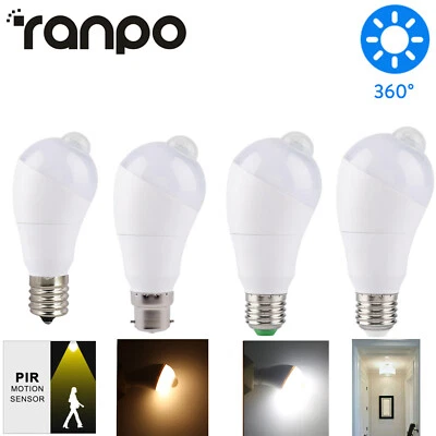 PIR Infrared LED Motion Sensor Light Bulb 7W 9W E17 B22 E26 E27 Smart Detector R - Image 1 of 4