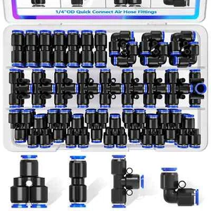 1/4"OD Push to Connect Fittings Quick Connect Luftschlauch Fittings,1/4"OD Air Ho... - Bild 1 von 5