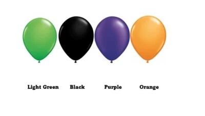 11" Qualatex Latex Balloon BUNDLE (8 Purple, 8 Green, 8 Black, 8 Orange) - Image 1 of 4