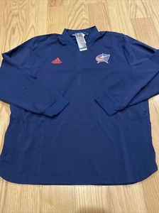 Adidas NHL 1/4 zip Columbus Blue Jackets Coaches 1/4 zip sz M GH5389 Navy Men’s - Picture 1 of 9