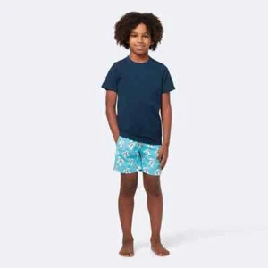Tom & Teddy Short Sleeve Rashguard Boys' 11/12 Deep Blue Solid Crewneck Pullover - Picture 1 of 16