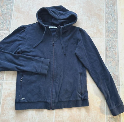 Chaqueta con capucha Lacoste Sport azul marino cremallera completa bolsillos para mujer talla 42 (L) Foto 1 de 4