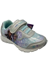 Disney Frozen 2 Anna & Elsa Light-up Sneakers Silver Blue - Picture 1 of 3