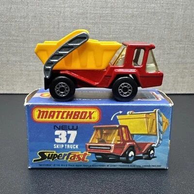 Matchbox (1976) Superfast #37 Red/Yellow Skip Truck NMIB — 第 1/4 张图片