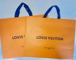 2 Authentic Louis Vuitton Large Shopping Gift Bag 19x16x9" Ships Flat! - Picture 1 of 4