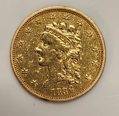 1836 $2.50 Classic Head Quarter Eagle Gold Coin w/ XF Details Cover