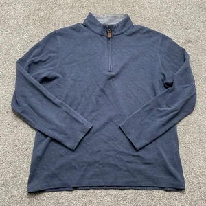 Mizzen & Main Sweater Adult Large Blue 1/4 Zip Cotton Blend Pullover Sweatshirt - Picture 1 of 11