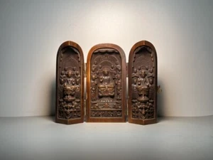 Antique Three Open Box Dover Collection Wooden Carving Feng Shui Decorations - Picture 1 of 5