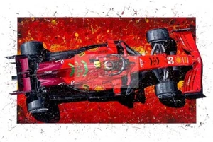 CARLOS SAINZ, 2021 FERRARI SF21, GICLEE PRINT BY DAVID JOHNSON,24 X34 NEW - Picture 1 of 5