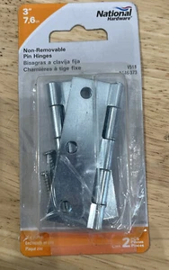 National Hardware 3" Non-Removable Pin Hinges  2 pk (N146-373) FS missing screws - Picture 1 of 2