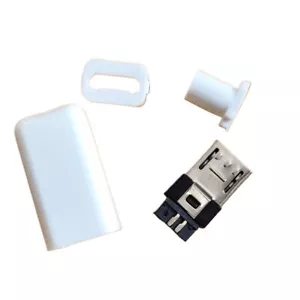 10X Micro USB 5 Pin Type-B Male 4-Piece Solder Connector White Cover B - Picture 1 of 3