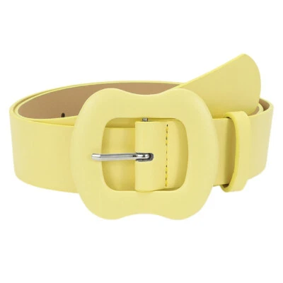 Women Stylish Buckle Candy Color Faux Leather Waist Dress Jeans Belt Waistband - Image 1 of 4