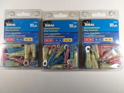 Ideal Weatherproof 18pc 3pkg lot Ring Terminals Multipack 770324 - Image 1 of 4