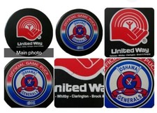 OSHAWA GENERALS OHL OFFICIAL GAME PUCK OHA MAJOR JUNIOR UNITED WAY SPONSOR RARE