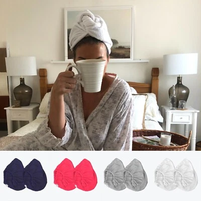 ALLURE BATH FASHIONS Hair Towel Wrap Pack of 2 - 100% Cotton, Soft, Quick Dry & Absorbent Hair Wraps