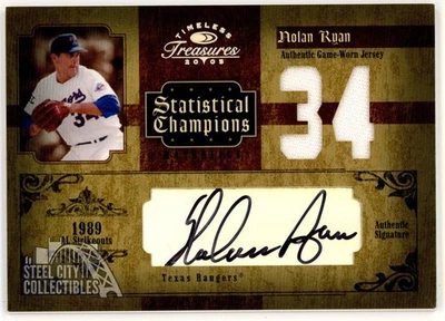 Tarjeta autógrafa parche Donruss Timeless Treasures 2005 de Nolan Ryan #SC-1 04/34 Foto 1 de 2