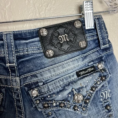 Miss Me Shorts Womens 26 Blue Denim Jeans JE5454H3 Embellished Rhinestone Y2K - Image 1 of 4