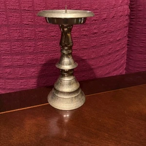 2194 Portacandele a colonna in ottone massiccio Made in India alto 7" - Foto 1 di 4