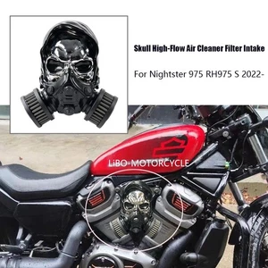 Skull High-Flow Air Cleaner Filter Intake For Harley Nightster975 RH975S 2022-25 - Picture 1 of 9
